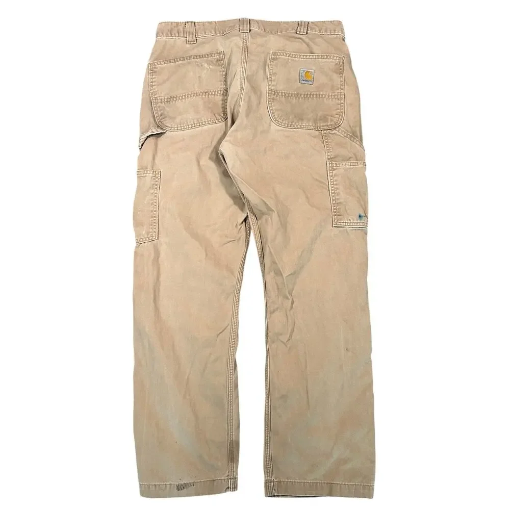 Carhartt Tan Pants 34x30 Distressed Faded Work Pants Khaki Beige Workwear